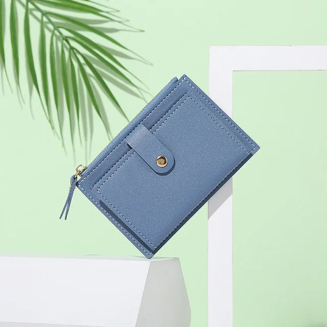 Fashion Women Wallets Leather Female Purse Mini Hasp Solid Multi-Cards Holder Coin Short Wallets Slim Small Wallet Zipper Hasp