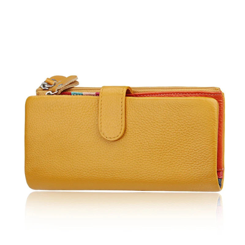 Dompet Wanita Panjang Kulit Tulen Dompet Wanita Zip Dompet Syiling Wanita Berkapasiti Besar Beg Telefon Pemegang Kad Mewah Dompet Wang