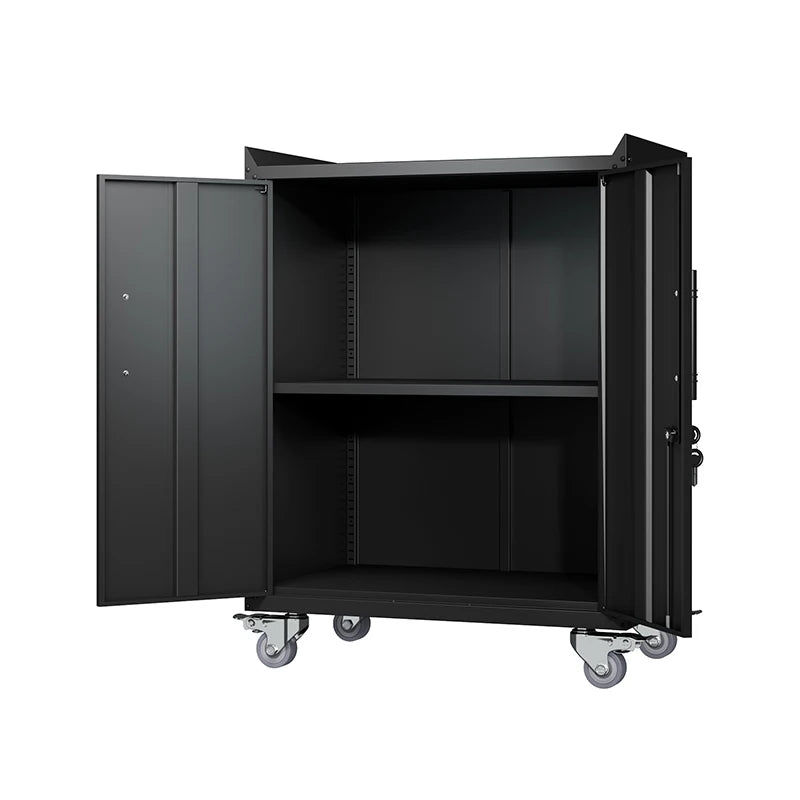 2 Door Tool Cabinets for Garage, Lockable Garage Storage Cabinet, Locking Metal Storage Cabinet with Wheels, Rolling Tool Chest,