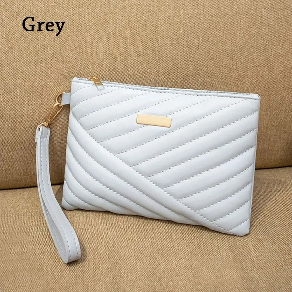 Beg Wristlet Wanita Bergaya Beg Sampul Kulit Wanita Bergaya Membeli-belah Melancong Portable Dompet Kecil Dompet Clutch