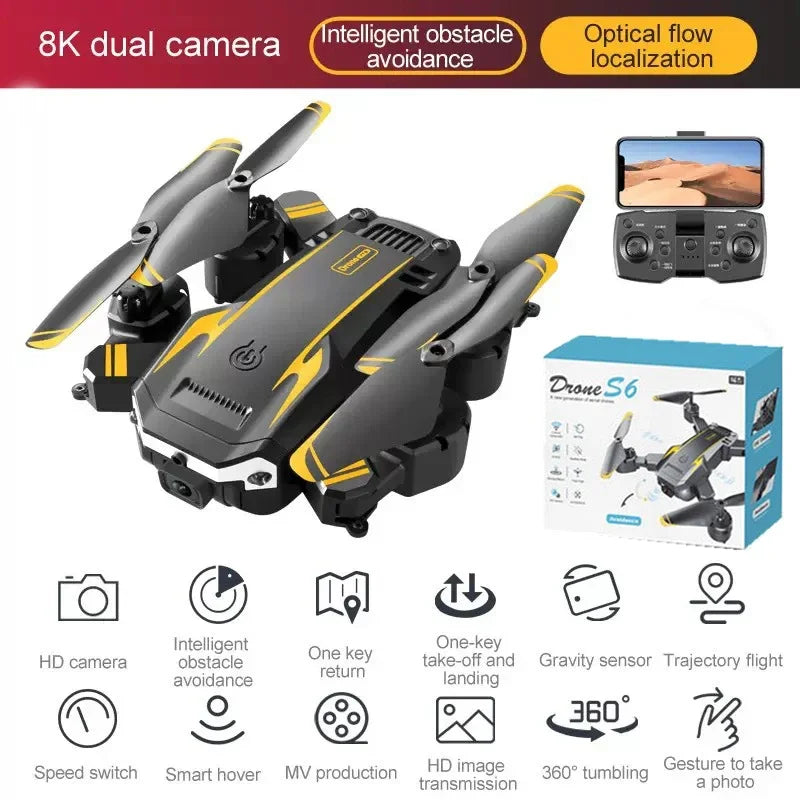 8K S6 Profesional Quadcopter Aerial Dron HD Kamera GPS RC Helikopter FPV WIFI Hadiah Mainan Mengelak Halangan Pesawat RC