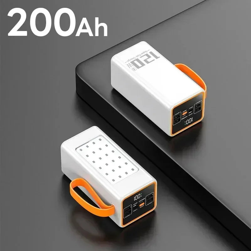 200000mAh Power Bank Berkapasiti Tinggi120W Pengecas Cepat Power Bank untuk IPhone Xiaomi Samsung dengan Lampu LED Pengecas Bateri Luar