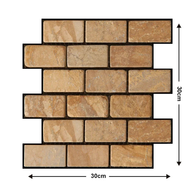 10 Keping Pelekat Dinding Pelekat Diri 3D 30x30cm Kertas Dinding PVC Kalis Air Mural Seni Dinding Boleh Alih untuk Hiasan Ruang Tamu Rumah DIY