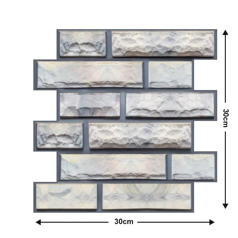 10 Keping Pelekat Dinding Pelekat Diri 3D 30x30cm Kertas Dinding PVC Kalis Air Mural Seni Dinding Boleh Alih untuk Hiasan Ruang Tamu Rumah DIY