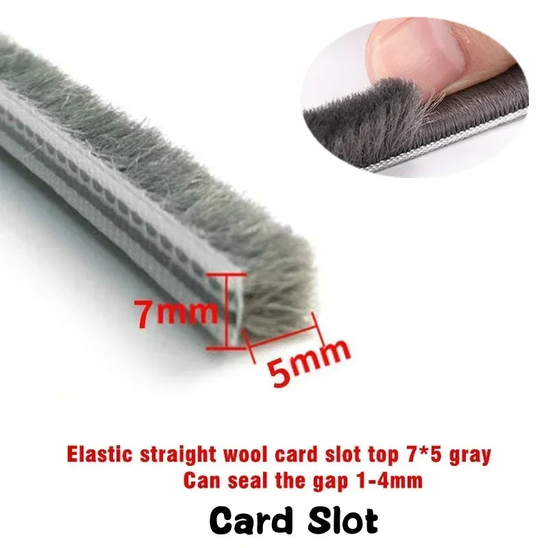 10M Sealing Brush Strip Aluminium Alloy Door Window Soundproof Weather Stripping Seal for Dustproof Groove Gap Filler Blocker
