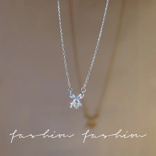 Collares Para Mujer Cantik Pembedahan Keluli Tahan Karat Hati Mutiara CZ Bow Kalung Loket Aksesori Mewah Barang Kemas untuk Wanita