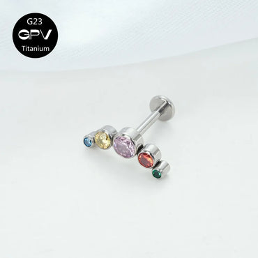 G23 Titanium Ear Stud Zircon Opal Piercing Jewelry In 25 Colors Optional Women's Party Bar Fashion Ear Cartilage Stud