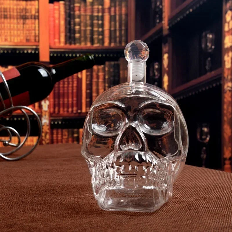 350-1000ml Creative Skull Glass Wine Bottle Whisky Wine Crystal Cup Transparent Drinking Drinkware Personality Bar Set Tool Gift