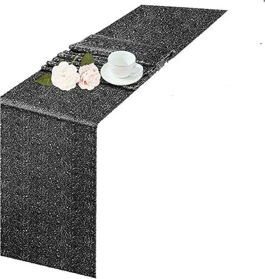 30x180cm Glitter Table Runners Sequin Table Runner Embroidered Mesh Table Cloth for Wedding Birthday Banquet Hotel Decoration