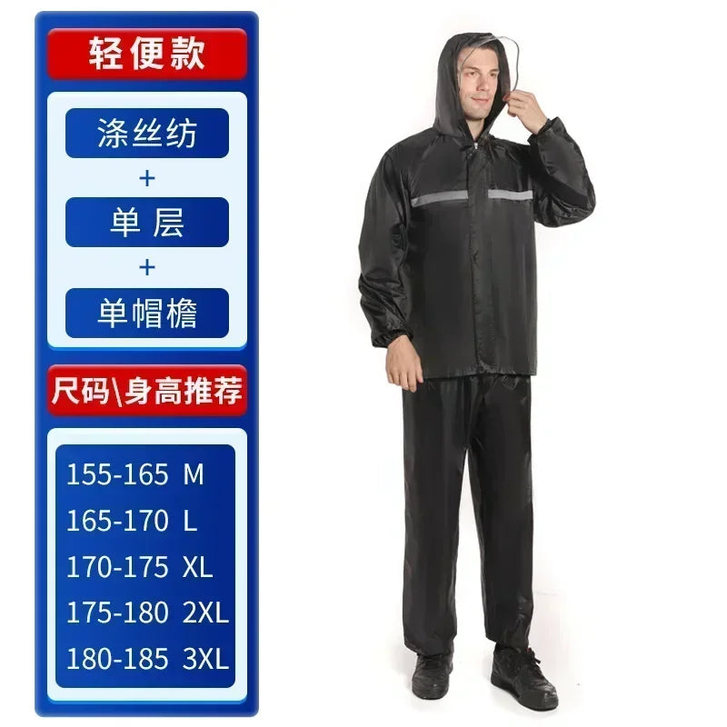 Baju Hujan Jaket Kalis Air Bernafas Seluar Kot Hujan Dewasa Wanita Lelaki dengan Baju Hujan Jalur Reflektif untuk Perjalanan Memancing Kembara Berjalan Kaki