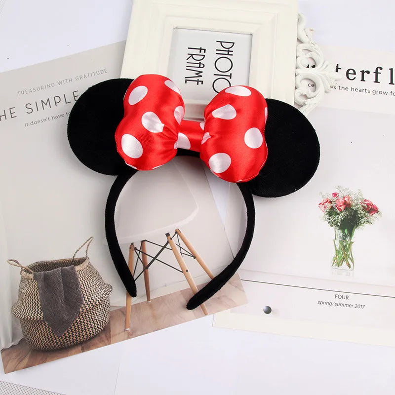 Cartoon Anime Mouse Ears Headband for Women Men Hair Accessories Cute Mouse Elasticity Bow Headdress Toys Childrens Xmas Gifts