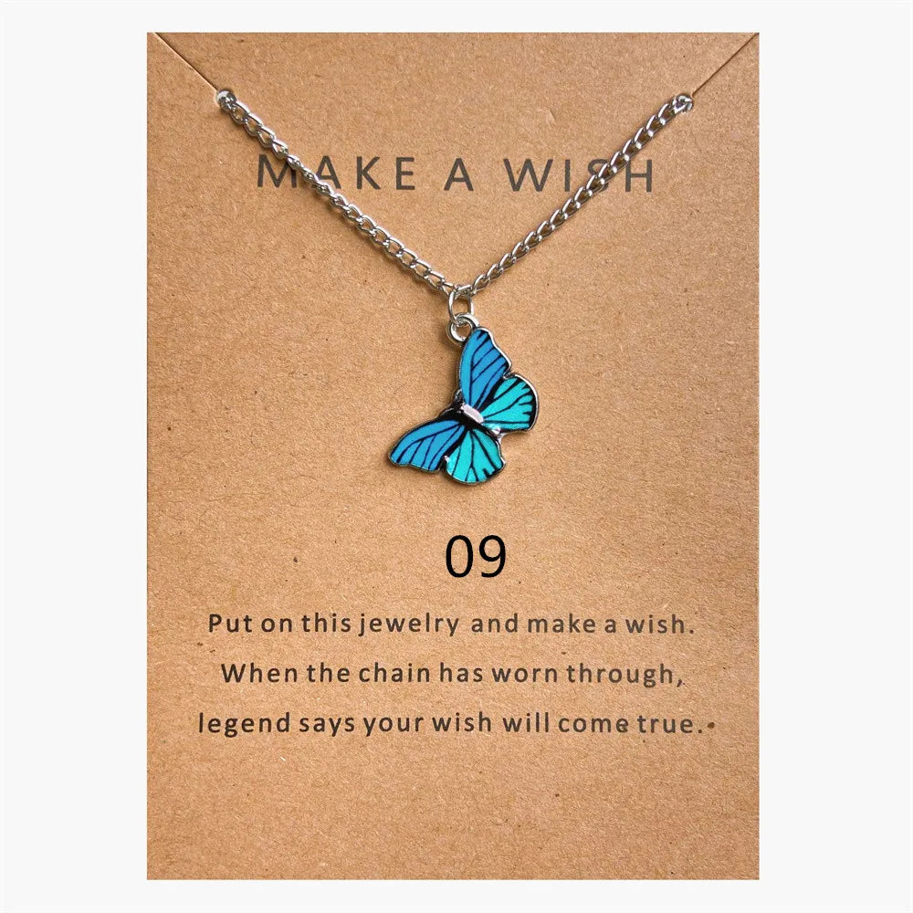 Wu's 2022 New Creative Simple Fashion NecklaceTemperament Cute LadiesNecklace Jewelry Retro Multicolor Butterfly Necklace