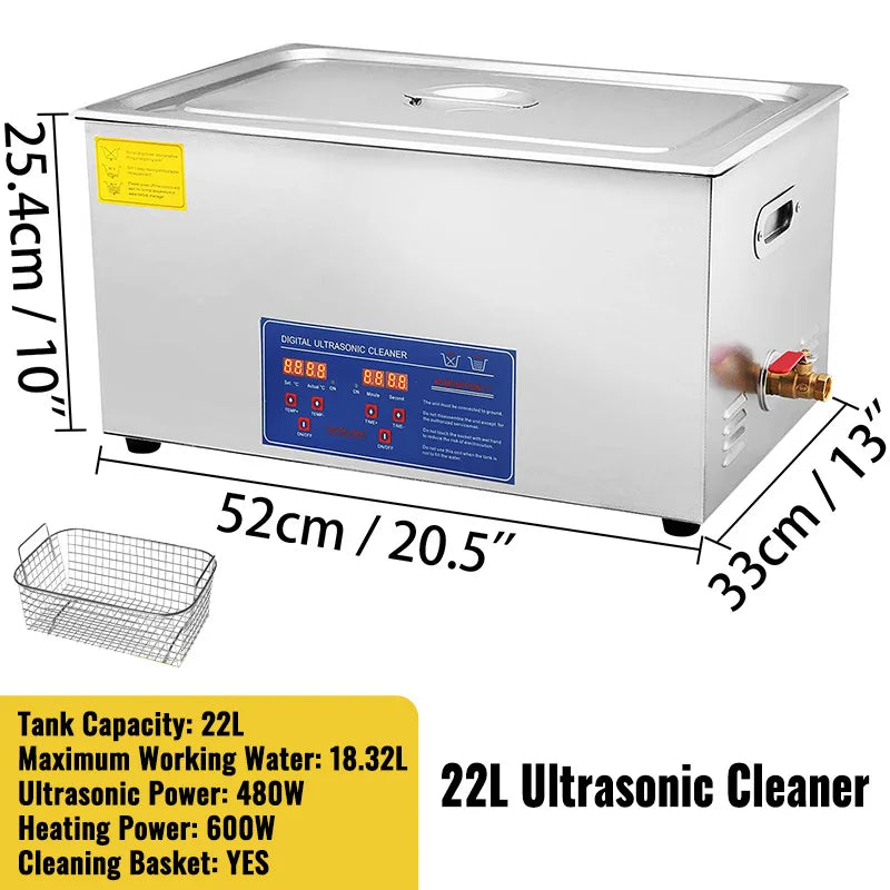 VEVOR 1.3L 2L 3L 6L 10L 15L 22L 30L Pembersih Ultrasonik Lave-Pinggan Pinggan Mudah Alih Mesin Basuh Pencuci Pecah Ultrasound Peralatan Rumah