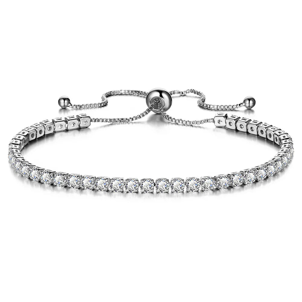 Wu's 2022 Fashion Shiny Crystal Push-pull Bracelet Light Luxury Micro-inlaid Zircon Bracelet Women's Simple Adjustable Jewelry