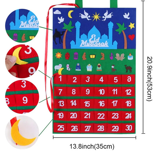 Eid Mubarak DIY Felt Countdown Calendar Hiasan Ramadan Untuk Rumah Islam Muslim Party Suppiles Ramadan Kareem Eid Al Adha