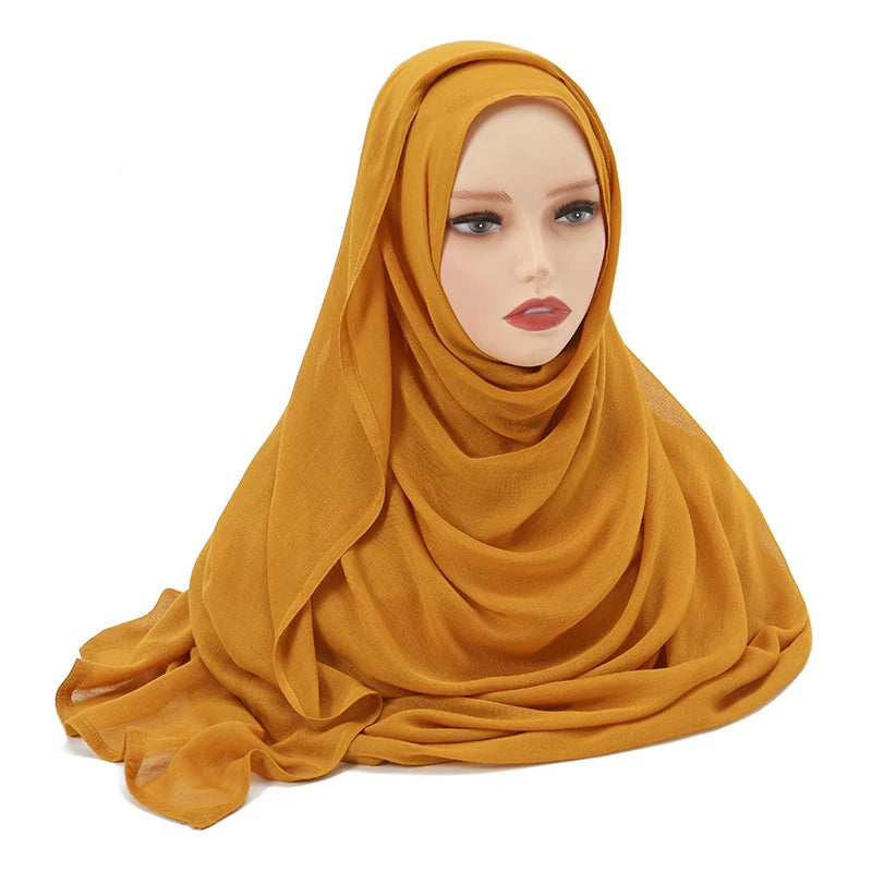 Tudung Muslimah untuk Wanita Selendang Nipis Polos Selendang Femme Musulman Lembut Viscose Rayon Tudung Kepala Serban Islami 200x85cm