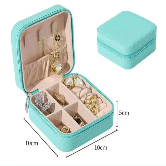 Mini Jewelry Storage Box Portable Home Travel Earrings Necklace Storage Case for Women Ring Organizer PU Leather Display Case