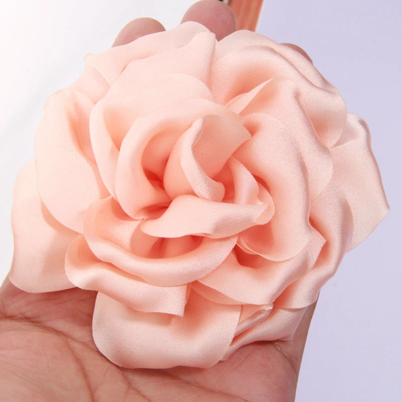 9cm Handmade Artificial Satin Peony Flower for Hairpin Clip Apparel Headwear DIY Accessories DIY rosette Fabric Silk organza
