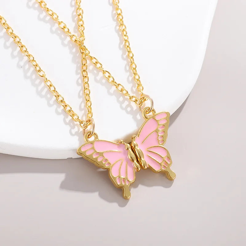 Wu's 2022 New Creative Simple Fashion NecklaceTemperament Cute LadiesNecklace Jewelry Retro Multicolor Butterfly Necklace