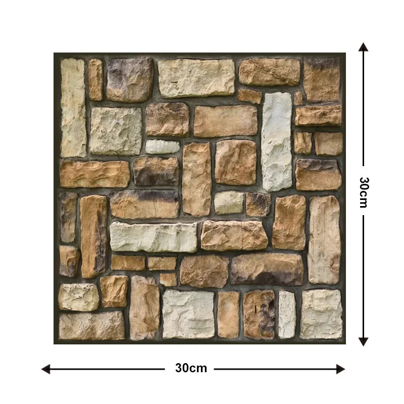 10 Keping Pelekat Dinding Pelekat Diri 3D 30x30cm Kertas Dinding PVC Kalis Air Mural Seni Dinding Boleh Alih untuk Hiasan Ruang Tamu Rumah DIY
