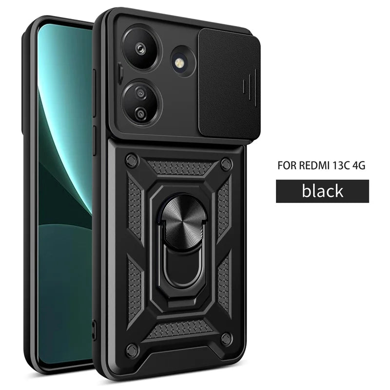 For Xiaomi Redmi 13C 4G Case Car Magnetic Ring Holder Armor Back Cover for Redmi13C Redmy Radmi 13C 13 C C13 4G Phone Cases