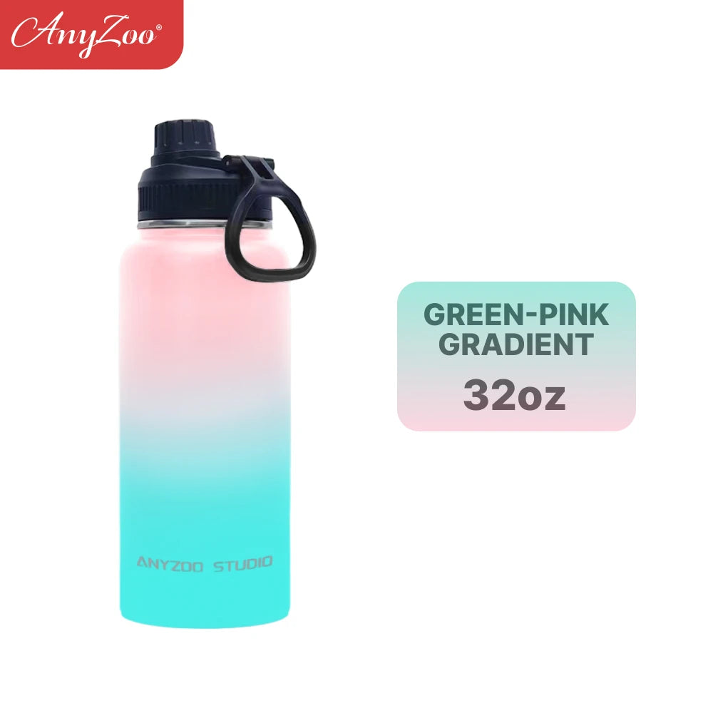 Botol air keluli tahan karat 32oz dengan kapasiti besar untuk mengekalkan panas dan sejuk, sesuai untuk perjalanan dan sukan, kelalang vakum yang kuat