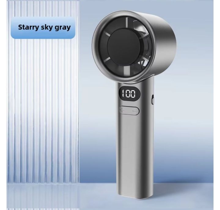 GS5 Handheld Fan Outdoor Camping Ventilator Portable Fan with LED Display 2000mAh USB Rechargeable Manual Fan Mini Air Conditioner