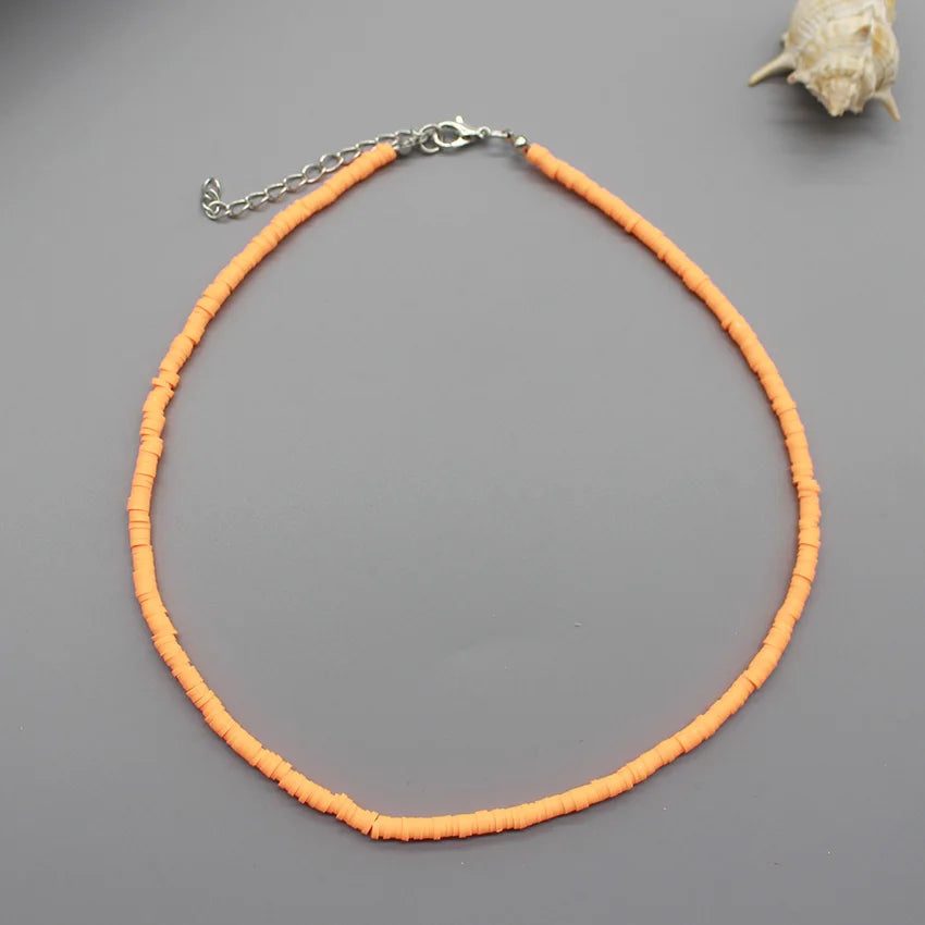 Colorful Beads Necklace Women Summer Korean Handmade Fashion Boho Polymer Clay Choker Pendant Neck Collar Female Beach Jewelry