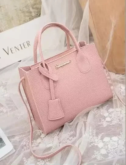 Solid Color Lychee Grain Ladies Handbags Single-shoulder Crossbody Handheld Triple-use Satchel Portable Leisure Bag