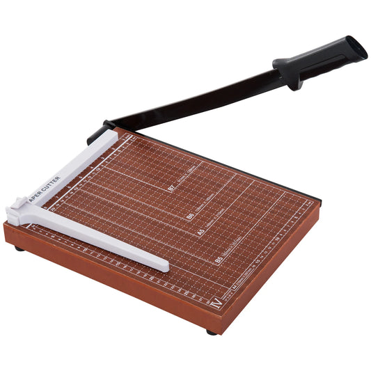 Pemotong kertas HOMCOM A4 guillotine profesional untuk alat tulis fotografi studio pejabat berkapasiti sekolah 12 helai dengan ricih bilah pemandu pembaris 48x26,5x5 cm