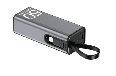 Bank Kuasa Mini 5000mAh Bank Kuasa Mudah Alih Pengecas Cepat Jenis-C/Kabel Kilat Poket Pengecas Bateri Paparan LED
