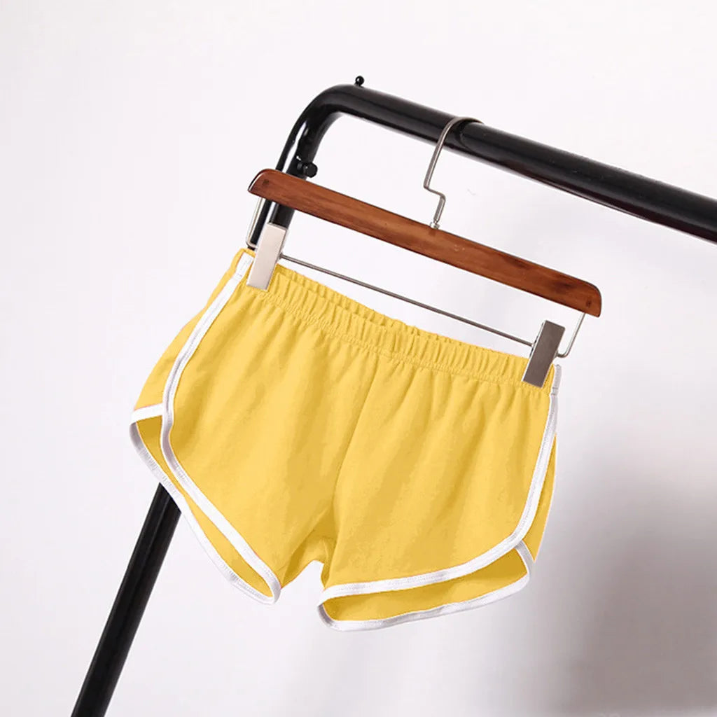 Seluar Pendek Sukan Wanita Kasual Longgar Seluar Lurus Memakai Pinggang Tinggi Nipis Anti-Berjalan Tiga Titik Seluar Panas Yoga Pantalones