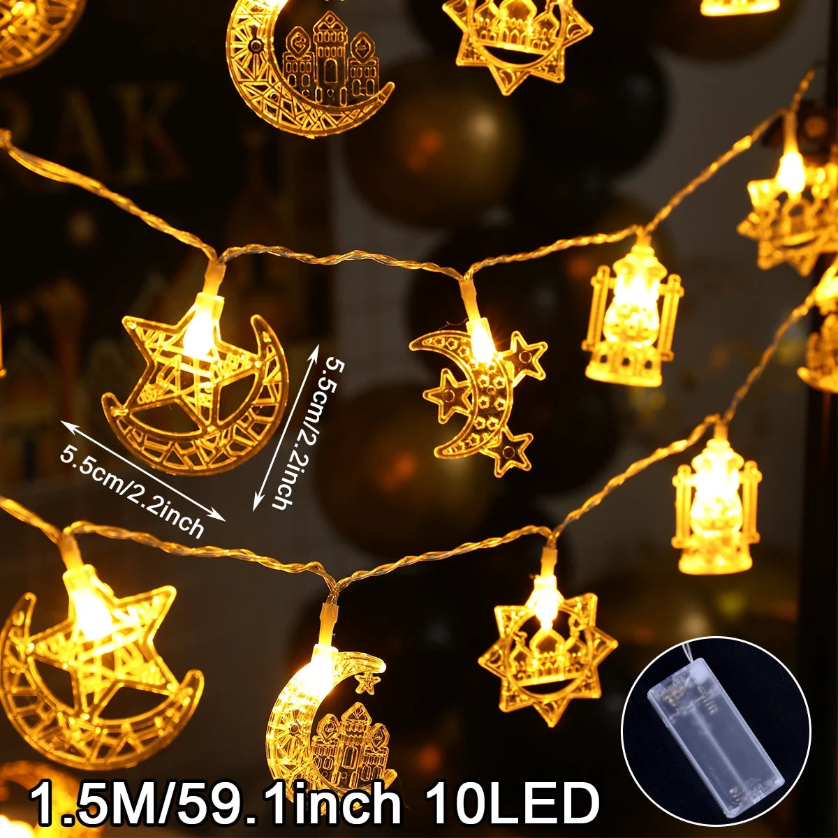 Bintang Bulan Eid Mubarak String Light 2024 Hiasan Ramadan Untuk Rumah Ramadan Kareem Islam Hiasan Pesta Muslim Hadiah Idul Adha