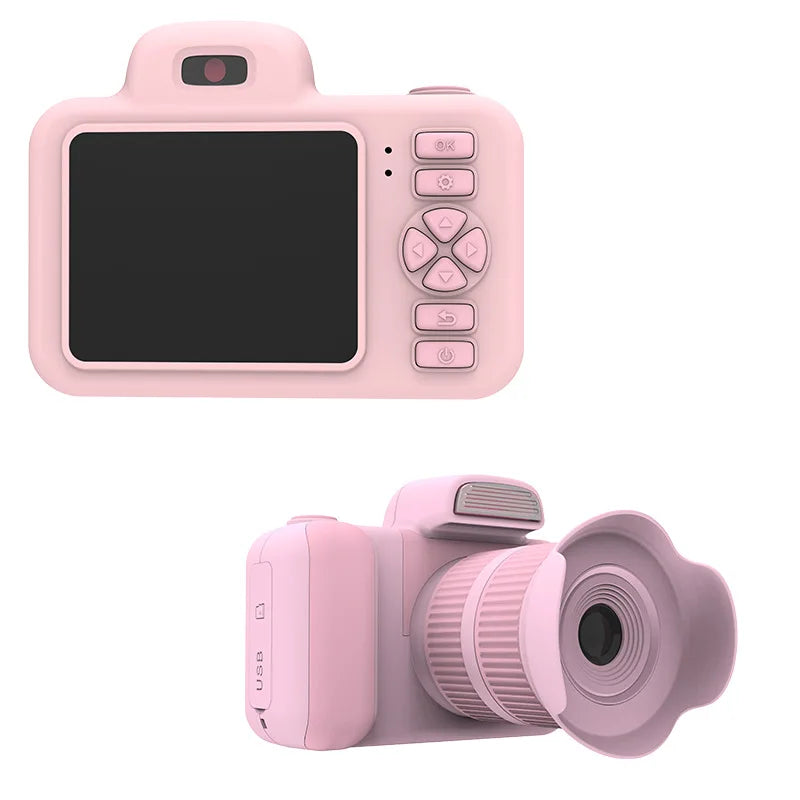 Zoom Lensa Panjang Mainan Kamera Digital Kanak-kanak Kamera Video Foto 1080P Flash Skrin 2.0 inci Hadiah Pesta Ulang Tahun Kamera Kanak-kanak Mini