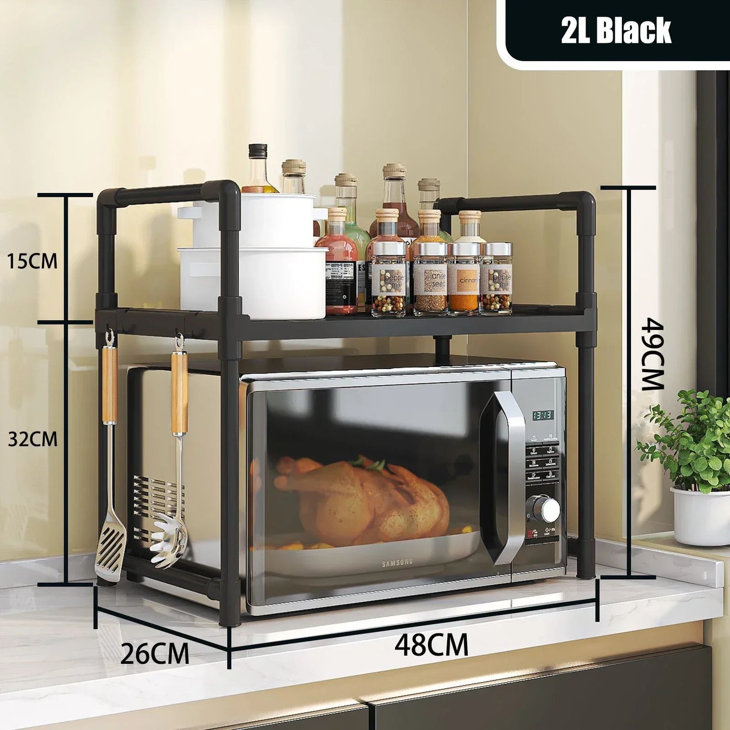 Rak Dapur Microwave Isi Rumah Rak Dapur Berbilang Lapisan Rak Penyimpanan Microwave Reka bentuk Perabot Minimalis Pengambil Dapur