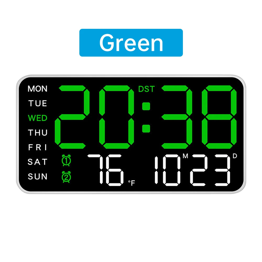 Large Digital Wall Clock Temp Week Date Display Hanging Clock Auto Dimmer Table Clock 12/24H Electronic LED Alarm Clock 벽시계