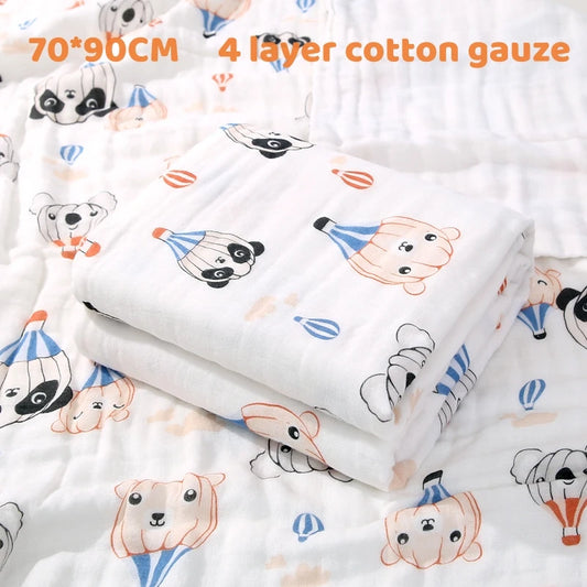 Tuala Mandi Bayi Baru Lahir Muslin 100% Kapas 6 Lapisan Kasa Mesra Kulit Kain Lap Bayi Jubah Mandi Balut Bayi Selimut Tuala Mandi