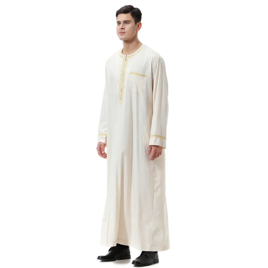 Pakaian Islam Muslim Lelaki Jubba Thobe cetak zip Kimono Jubah Panjang Saudi Musulman Memakai abaya kaftan Islam Dubai Arab Berpakaian
