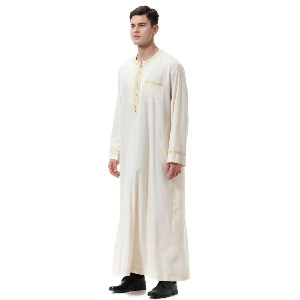 Pakaian Islam Muslim Lelaki Jubba Thobe cetak zip Kimono Jubah Panjang Saudi Musulman Memakai abaya kaftan Islam Dubai Arab Berpakaian