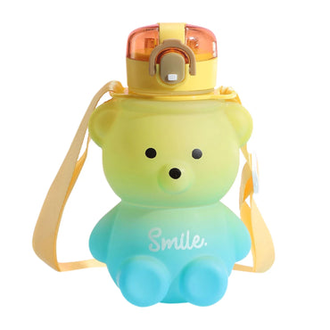 1000ml Kawaii Bear Water Bottle Cute Kids Student Girls Straw Drinking Cup