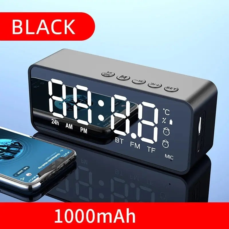 Pembesar Suara Bluetooth Wayarles Jam Penggera Mini Kecil Meriam Mudah Alih Suara Mini Menyiarkan Kad Instert Sistem Audio Kenderaan W