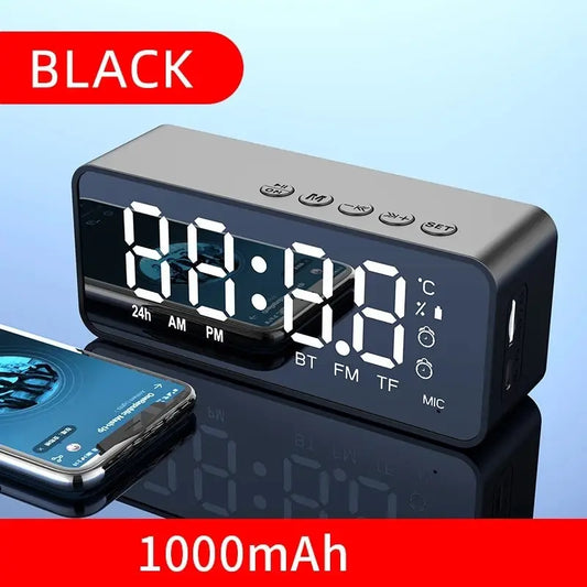 Pembesar Suara Bluetooth Wayarles Jam Penggera Mini Kecil Meriam Mudah Alih Suara Mini Menyiarkan Kad Instert Sistem Audio Kenderaan W