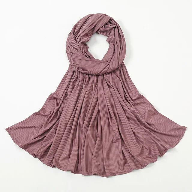 Tudung Jersi Premium untuk Wanita Tudung Selendang Panjang Polos Wanita Muslimah Anjal Tudung Berusuk Stripe Turban Cotton Tudung Islami