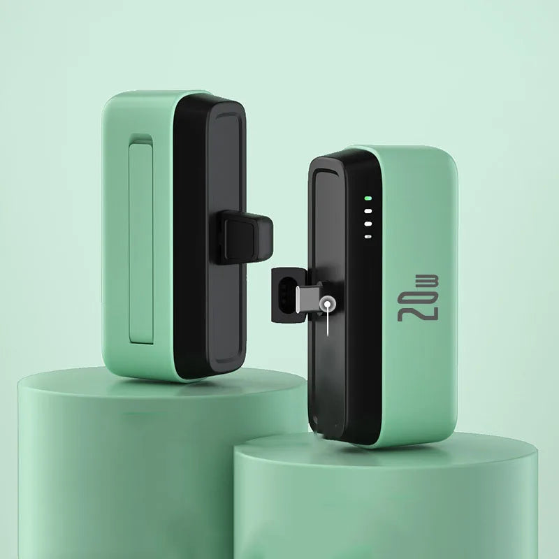 Mini Power Bank 5000Mah dengan Lampu LED Pemegang Telefon Mudah Alih PD20W untuk Iphone Huawei Xiaomi Power Bank Pengecas Mini Lebih Cepat