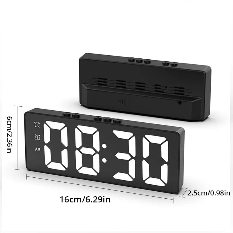 LED Mirror Table Clock Digital Alarm Snooze Display Time Desktop Electronic Table Clocks Desktop Clock LED Mirror Table Clock Di