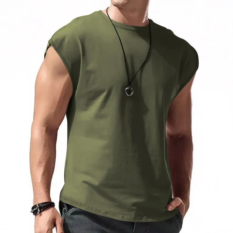 2023 Independent Station Cross border Men's Wear New Sleeveless T-shirt Men's Summer Leisure Sports Loose fitting Men's Short Sl