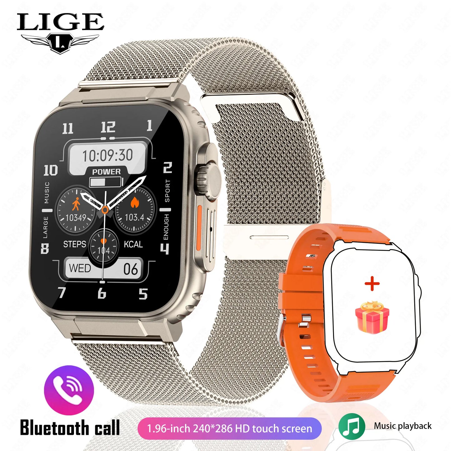 600mAh Battery Smart Watch Bluetooth Call Message reminder Sports Bracelet Music Play Connect TWS Recording Smartwatch Women men