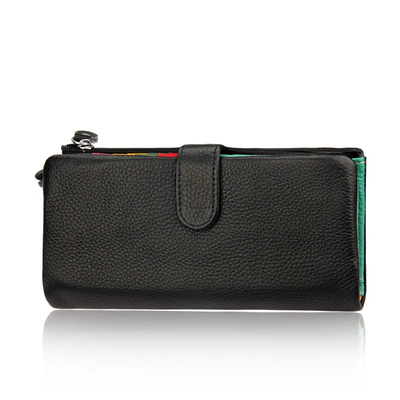 Dompet Wanita Panjang Kulit Tulen Dompet Wanita Zip Dompet Syiling Wanita Berkapasiti Besar Beg Telefon Pemegang Kad Mewah Dompet Wang