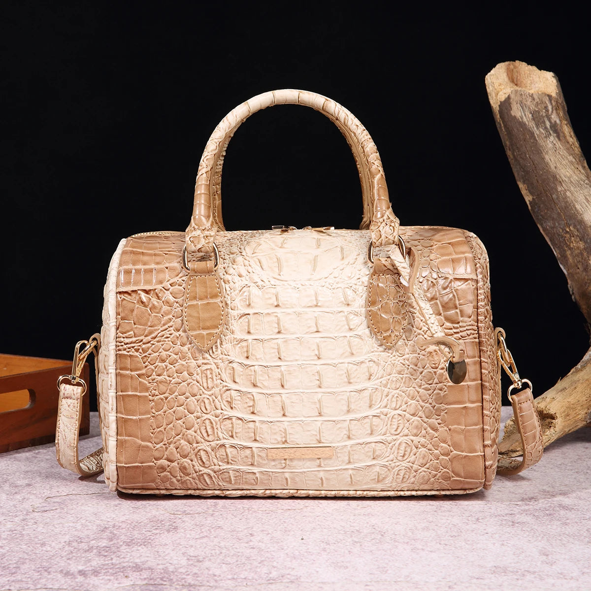 Beg Tangan Boston Timbul Buaya Ombre Beg Selempang Gaya Klasik Dompet Beg Kulit Wanita
