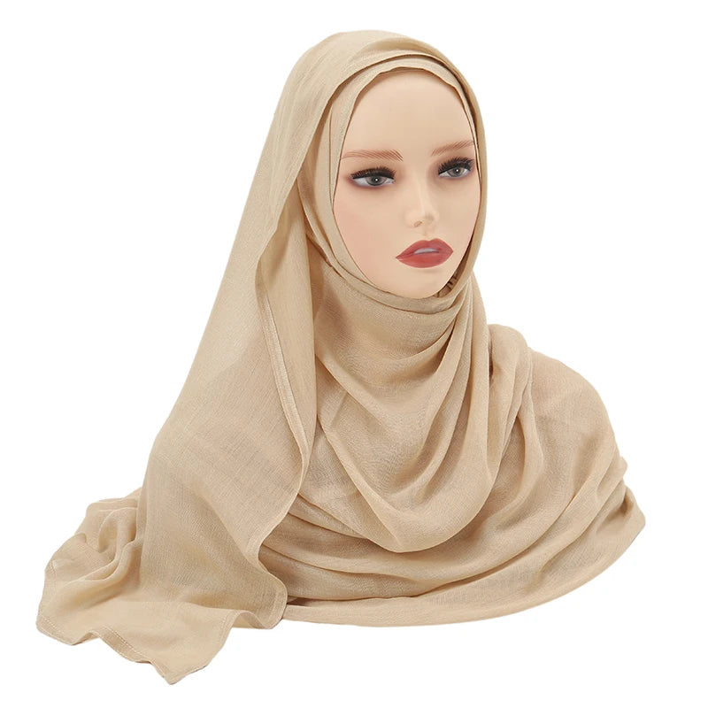 Tudung Muslimah untuk Wanita Selendang Nipis Polos Selendang Femme Musulman Lembut Viscose Rayon Tudung Kepala Serban Islami 200x85cm
